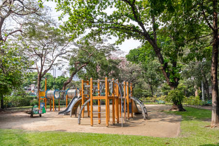Early morning playground in the parkの写真素材