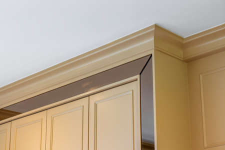 Close up of cabinets wood in houseの写真素材