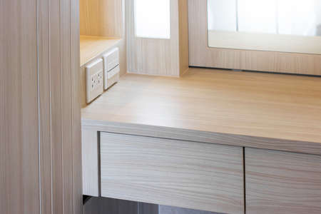 Close up of cabinets wood in houseの写真素材