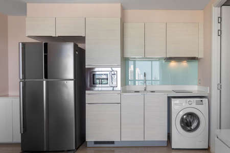 kitchen corner in residence. small kitchen counter ideas in the apartment.の写真素材