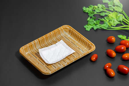 beef steak on plastic packaging with food absorbent in supermarket, Good quality for food storeの写真素材