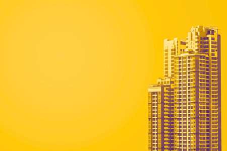 City scene and cityscape pattern on color background