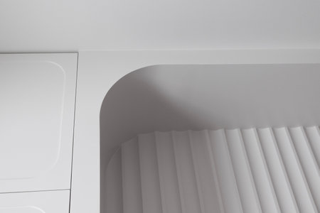 interior of wooden white wood texture background wall cladding in houseの写真素材