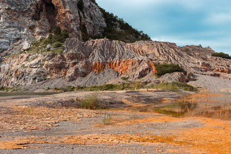 Colorful sandstone cliffs on the island of Sardinia, Italyの写真素材