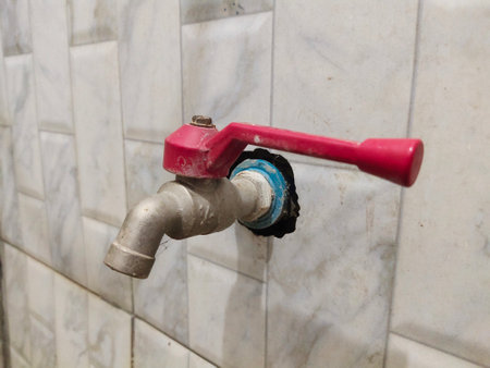 Water tap in the bathroom, Poor installation work.