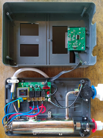 Electrical circuit board inside the water heaterの写真素材