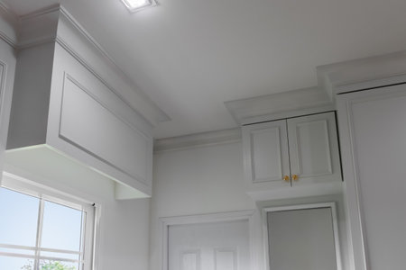 Modern white wooden cabinet in the houseの写真素材