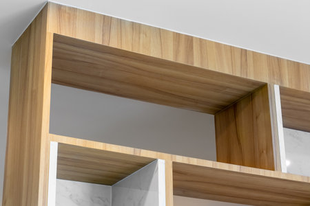 Modern wooden cabinet in the houseの写真素材