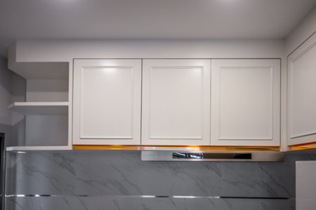 Luxurious white and gold wooden cabinetの写真素材