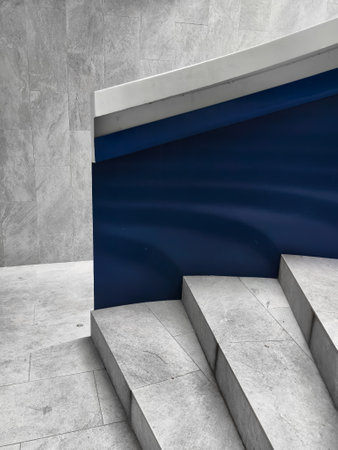 The exterior stone tile stairs look clean and tidy.の写真素材