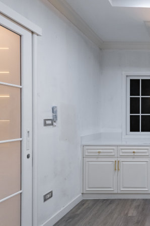 Elegant white and marble drawer, showcasing a luxurious and clean design. Perfect for modern interior decor and stylish home inspirationの写真素材