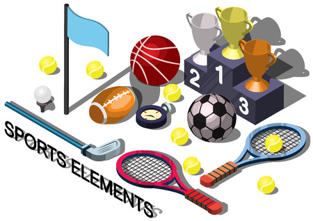 illustration of info graphic sports equipment concept in isometric graphicのイラスト素材