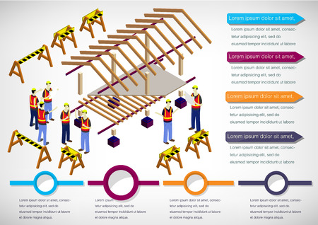 illustration of info graphic house structure concept in isometric graphicのイラスト素材