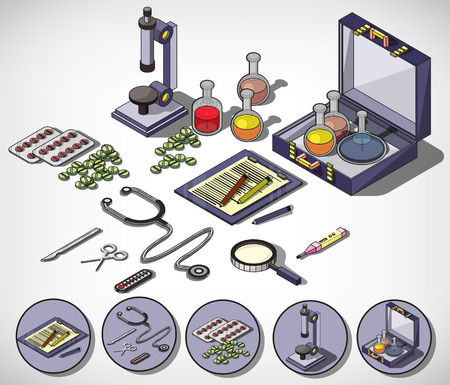 illustration of info graphic medical concept in isometric graphicのイラスト素材