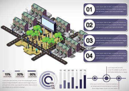 illustration of info graphic urban city concept in isometric graphicのイラスト素材