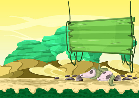 Seamless cartoon vector desert background with separated layers for game and animation, game design assetのイラスト素材