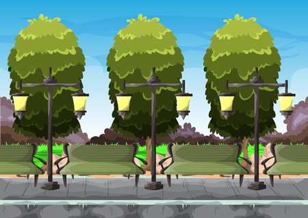 cartoon vector landscape with separated layers for game and animation, game design assetのイラスト素材