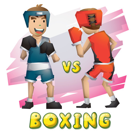 Cartoon vector boxing  sport with separated layers for game and animation, game design assetのイラスト素材