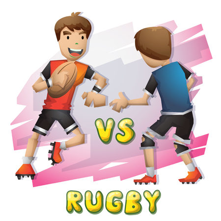 Cartoon vector rugby  sport with separated layers for game and animation, game design assetのイラスト素材