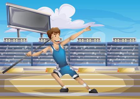 Cartoon vector javelin  sport with separated layers for game and animation, game design assetのイラスト素材