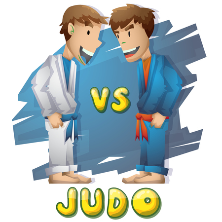 Cartoon vector judo  sport with separated layers for game and animation, game design assetのイラスト素材
