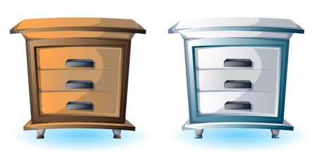 cartoon vector illustration interior wood cabinet with separated layersのイラスト素材