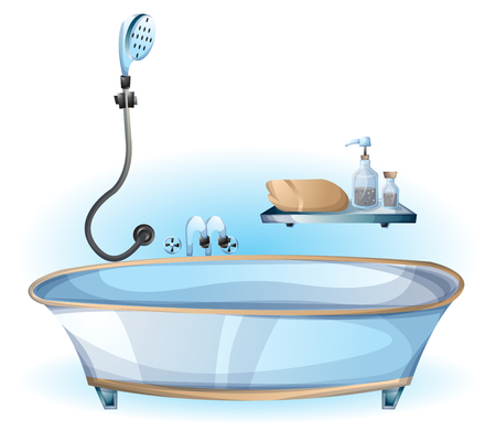 cartoon vector illustration interior bathtub object with separated layersのイラスト素材