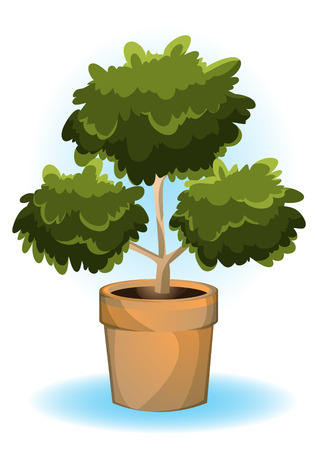 cartoon vector illustration cartoon flowerpot objects with separated layersのイラスト素材