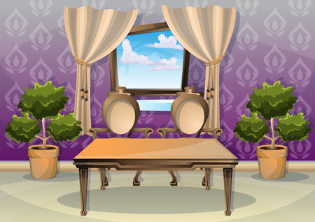 cartoon vector illustration interior living room with separated layersのイラスト素材