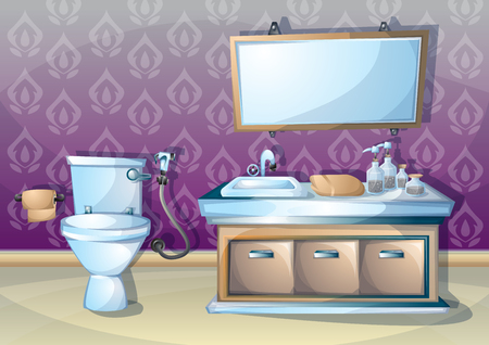 cartoon vector illustration interior bathroom with separated layersのイラスト素材