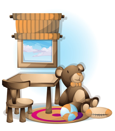 cartoon vector illustration interior kid toys object with separated layersのイラスト素材
