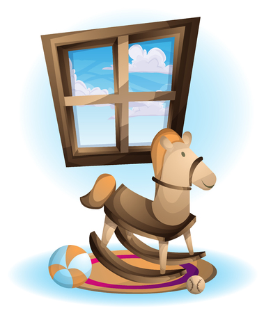 cartoon vector illustration interior kid toys object with separated layersのイラスト素材