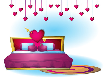 cartoon vector illustration interior Heart bed object with separated layersのイラスト素材