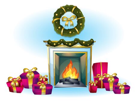 cartoon vector illustration interior christmas object with separated layersのイラスト素材