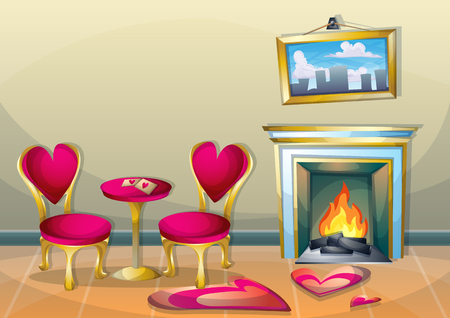 cartoon vector illustration interior valentine room with separated layers in 2d graphicのイラスト素材