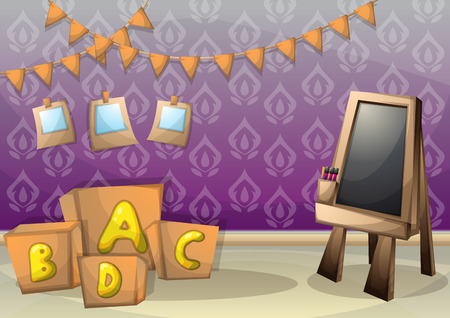 cartoon vector illustration interior kid room with separated layers in 2d graphicのイラスト素材