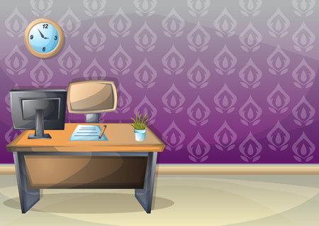 cartoon vector illustration interior office room with separated layers in 2d graphicのイラスト素材