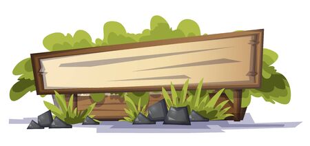 Set of cartoon colored wood label for use in the game and animation, game design assetのイラスト素材