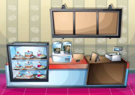 cartoon vector illustration interior cafe room with separated layers in 2d graphicのイラスト素材