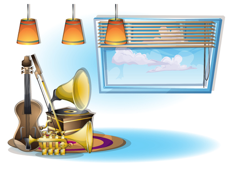 cartoon vector illustration music instruments objects with separated layers in 2d graphicのイラスト素材
