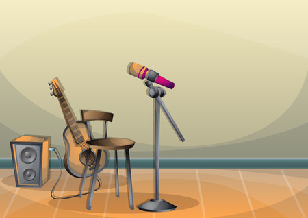 cartoon vector illustration interior music room with separated layers in 2d graphicのイラスト素材
