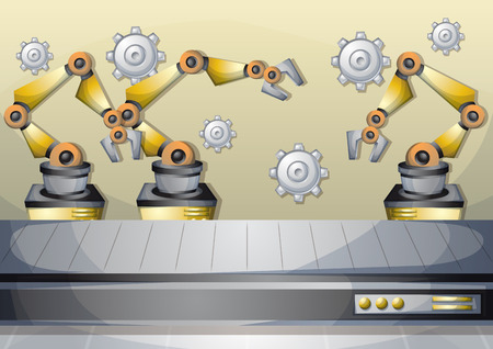 cartoon vector illustration interior factory room with separated layers in 2d graphicのイラスト素材