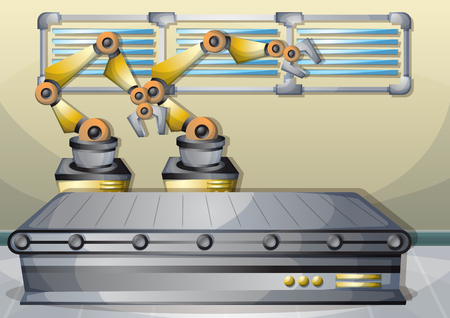 cartoon vector illustration interior factory room with separated layers in 2d graphicのイラスト素材
