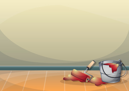 cartoon vector illustration interior painting wall with separated layers in 2d graphicのイラスト素材