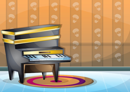 cartoon vector illustration interior music room with separated layers in 2d graphicのイラスト素材
