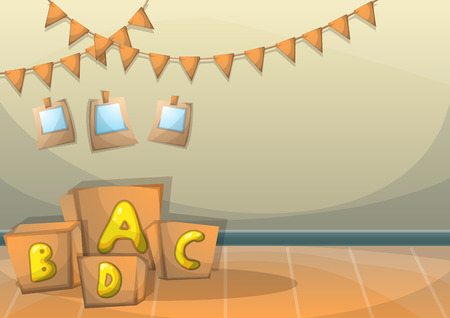 cartoon vector illustration interior kid room with separated layers in 2d graphicのイラスト素材