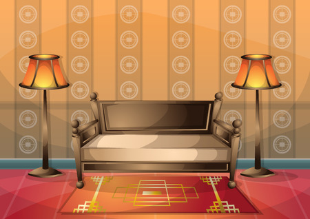 cartoon vector illustration interior chinese room with separated layers in 2d graphicのイラスト素材