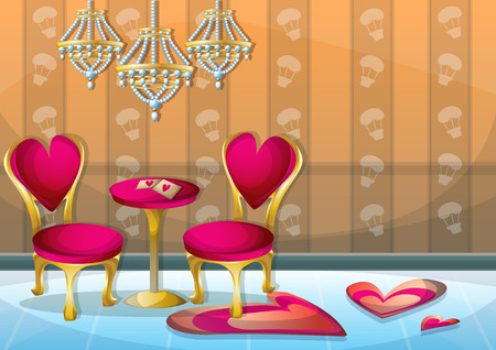 cartoon vector illustration interior valentine room with separated layers in 2d graphicのイラスト素材