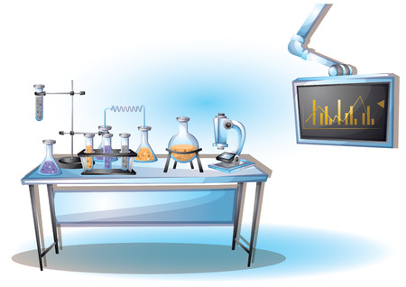 cartoon vector illustration laboratory interior room with separated layers in 2d graphicのイラスト素材