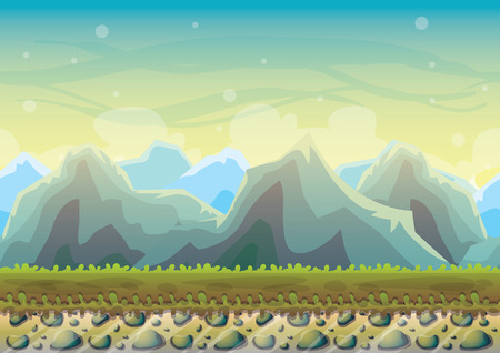 cartoon vector nature landscape background with separated layers for game art and animation game design asset in 2d graphicのイラスト素材